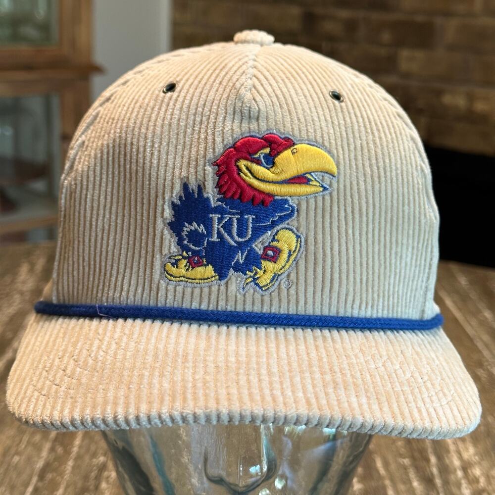 Zephyr Headwear Kansas Jayhawks Corduroy Rope Hat Snapback Adjustable Cap Tan